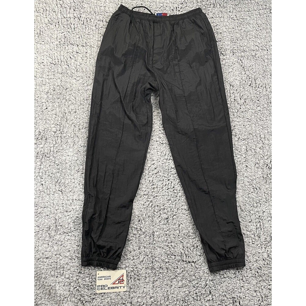 Vintage Pro Player Joggers Mens XL Nylon Sweatpants Black USA 90s 80s NWT